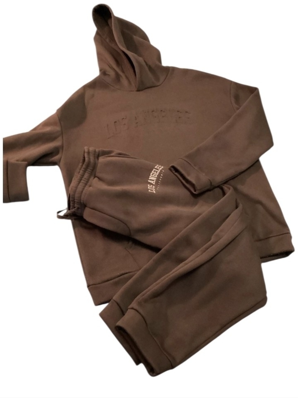 Los Angeles Embroidered Brown Men's Hoodie & Sweatpants Set